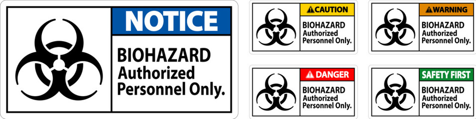 Warning Label Biohazard Authorized Personnel Only