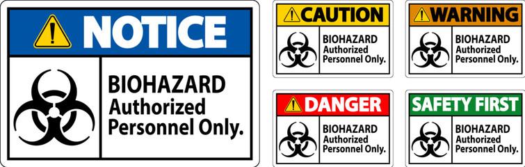 Warning Label Biohazard Authorized Personnel Only