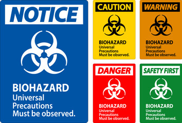 Biohazard Warning Label Biohazard Universal Precautions Must Be Observed