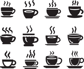 Coffee cup icon pack vector silhouette