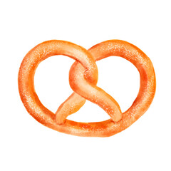 Colorful brezel, highlighted on a white background, digital watercolor illustration. An element of textile, interior design, clothing, wallpaper, tableware, stationery