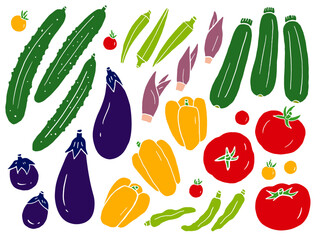 夏野菜イメージのイラストセット