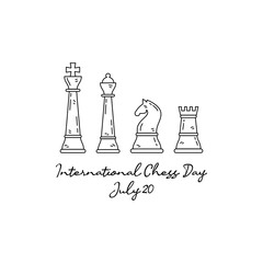 line art of international chess day good for international chess day celebrate. line art. illustration.
