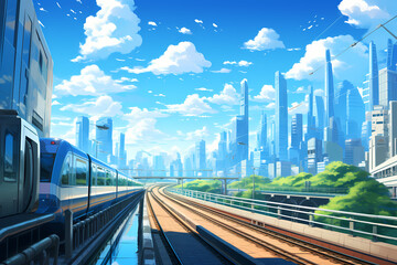 city ​​and street views, anime style