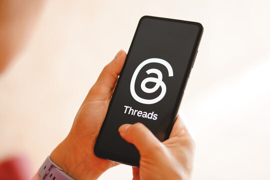 July 6, 2023, Brazil. In this photo illustration, the app Threads from Meta seen displayed on a mobile phone. Threads is the latest app launched by Meta. The Threads app is the direct rival of Twitter
