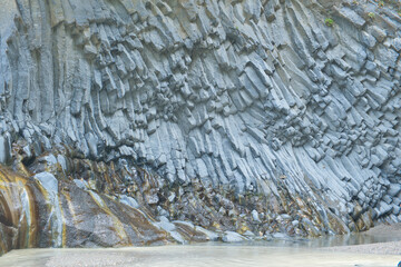 eroded lava walls in Alcantara Gorge in Fondaco Motta, near Catania ,Sicily, Italy