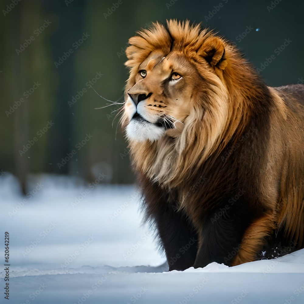 Wall mural lion in zoo