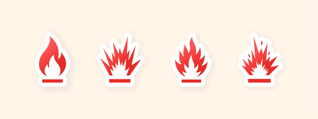 Fire flames icons. Fire flames icons stickers. Vector scalable graphics