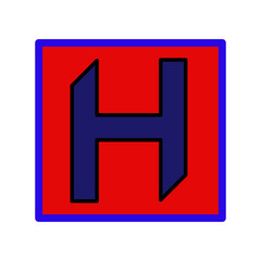 Fototapeta premium Letter H in red and blue, vector.