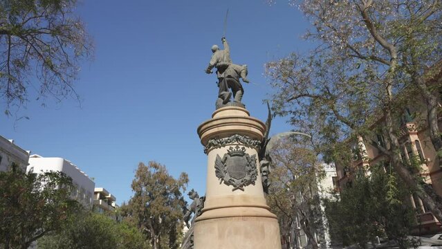 Estatua Vara de Rei in Vara de Rei Square, UNESCO World Heritage Site, Ibiza Town, Ibiza, Balearic Islands, Spain