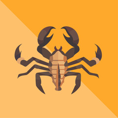 Dune scorpion flat style stock illustration, Smeringurus mesaensis Vaejovidae flat style stock vector image, scorpion clip art