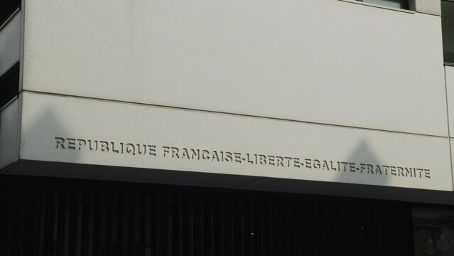 liberte egalite fraternite lettering on French school