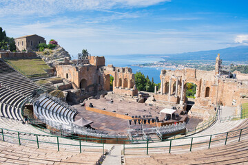 ancient theater in Taormina, Sicily, Italy	
