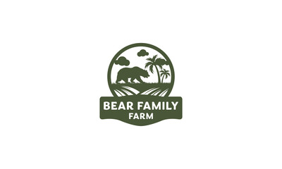 Bear Family Farm logo design. Farm logo. Bear logo design