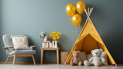 Children room cute cozy interior. Generative AI