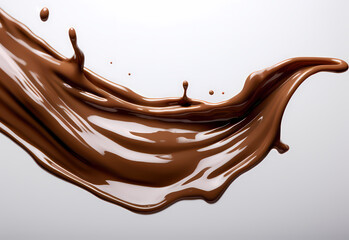melted chocolate splash on a white background, captured in realistic color, a testament to sweet indulgence, generative ai.