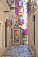 narrow streets and alleys in Taormina, Sicily, Italy