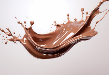 melted chocolate splash on a white background, captured in realistic color, a testament to sweet indulgence, generative ai.