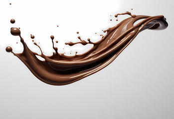 melted chocolate splash on a white background, captured in realistic color, a testament to sweet indulgence, generative ai.