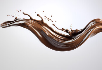 melted chocolate splash on a white background, captured in realistic color, a testament to sweet indulgence, generative ai.
