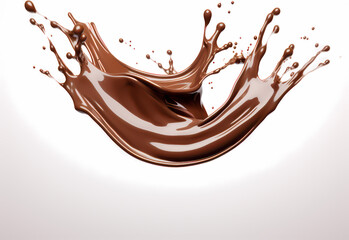 melted chocolate splash on a white background, captured in realistic color, a testament to sweet indulgence, generative ai.