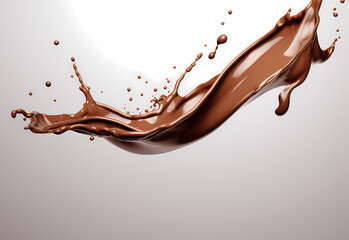 melted chocolate splash on a white background, captured in realistic color, a testament to sweet indulgence, generative ai.