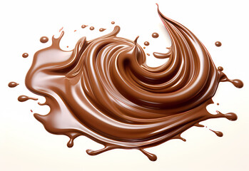 melted chocolate splash on a white background, captured in realistic color, a testament to sweet indulgence, generative ai.