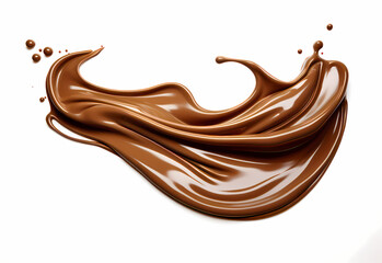melted chocolate splash on a white background, captured in realistic color, a testament to sweet indulgence, generative ai.