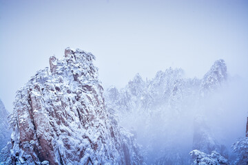Snow landscape of Huangshan mountain,located in Anhui province,China
