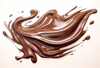melted chocolate splash on a white background, captured in realistic color, a testament to sweet indulgence, generative ai.