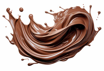 melted chocolate splash on a white background, captured in realistic color, a testament to sweet indulgence, generative ai.