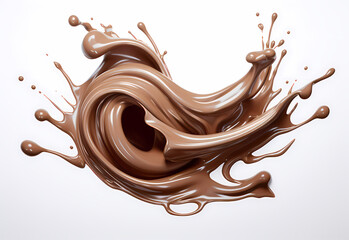 melted chocolate splash on a white background, captured in realistic color, a testament to sweet indulgence, generative ai.
