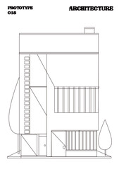 Casa vector de estilo bauhaus en formas cuadradas con dos arboles. Edificio forma geométrica estilo bauhaus.