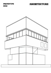 casa cuadrada estilo bauhaus con cristaleras. Casa boceto lineal minimalista con fondo blanco. Ilustración vectorial formas geométricas para rellenar de color.