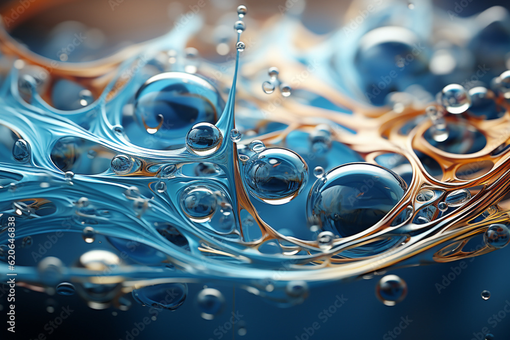 Poster a digital artwork featuring fluid and swirling patterns in shades of blue and gray, generative ai te