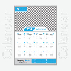 Creative and modern wall calendar design for 2024 new year. Simple and minimalist wall calendar design. 