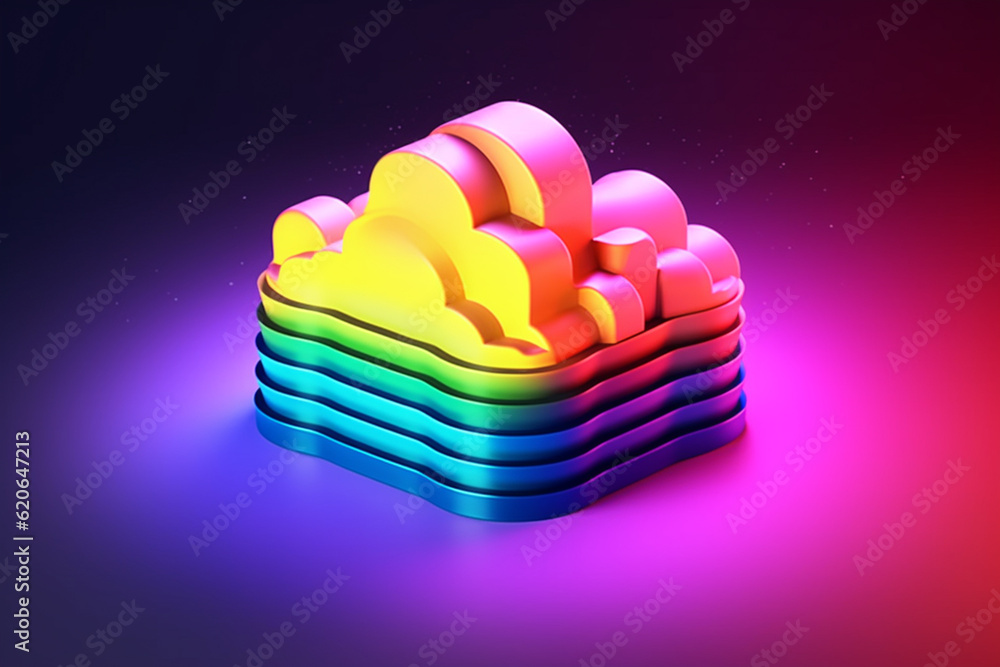 Fototapete a gradient-style cloud server download icon, featuring a smooth transition of colors within the clou