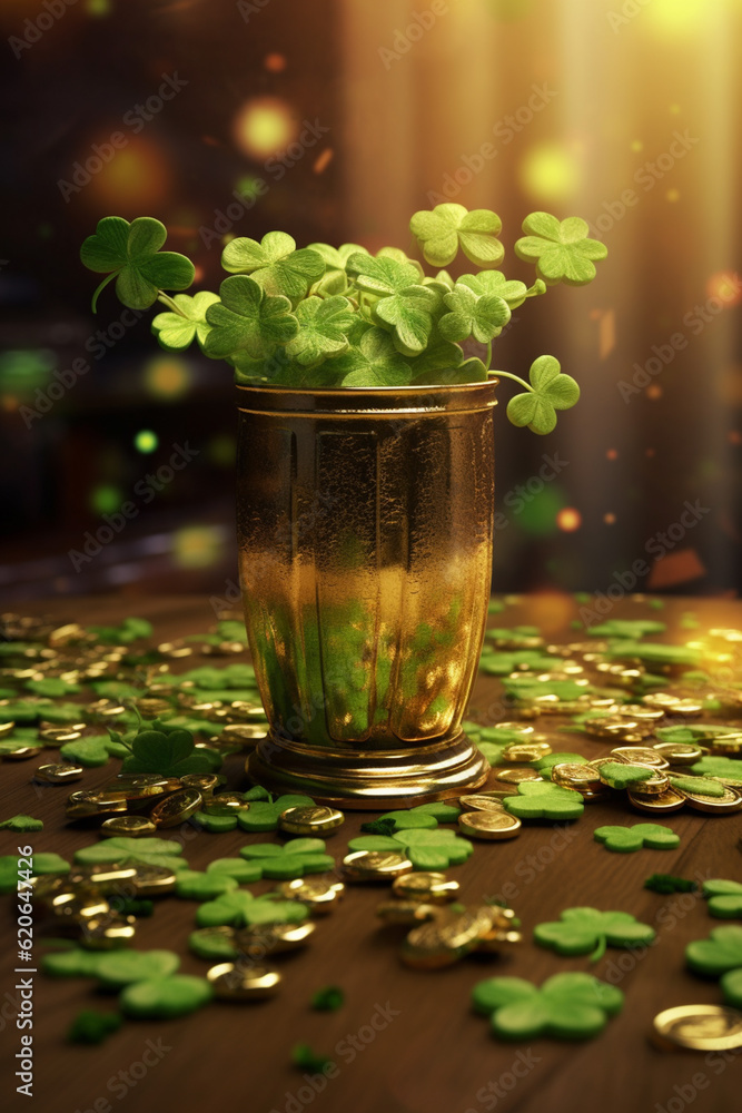 Poster the image symbolizes the joy and liveliness of st. patrick's day celebrations. generative ai technol