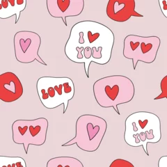 Fotobehang Love speech bubbles vector seamless pattern. Romantic Valentines Day background. © AngellozOlga