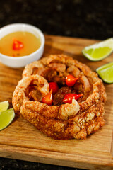 Crispy Pork Roulade with Spicy Pepper Jelly