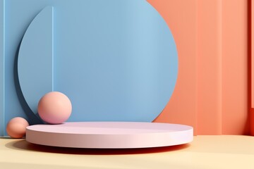 Abstract minimal pastel color scene with geometric podium display background for product presentation, mock up, cosmetic product stand.