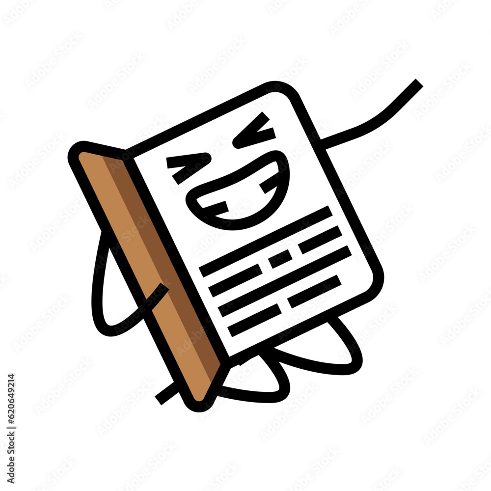 Poster flat happy book character color icon vector. flat happy book character sign. isolated symbol illustr