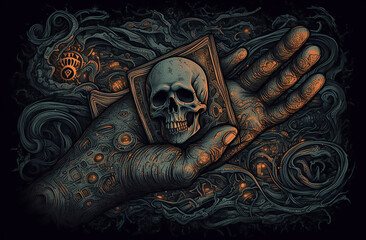 Cryptocurrency in Hand: A Macabre Embrace