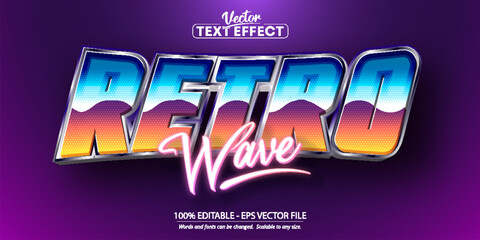 Retro wave text, retro style editable text effect