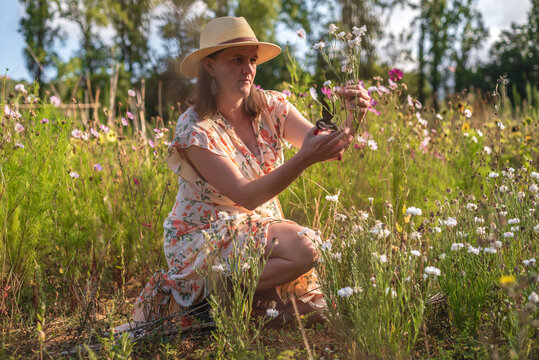 Lifestyle portrait of florist in the field