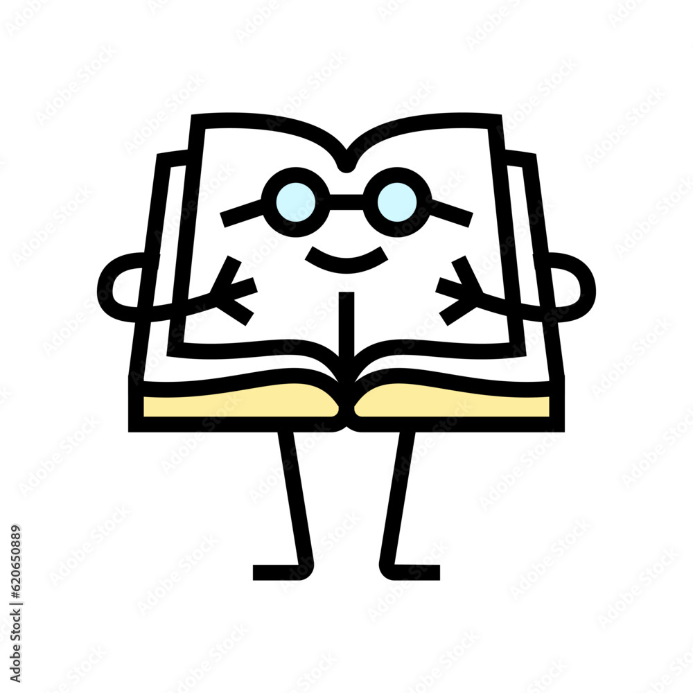 Poster paper book character color icon vector. paper book character sign. isolated symbol illustration