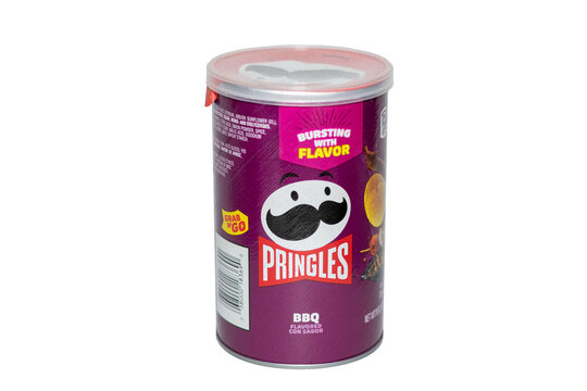 An isolated medium barbecue pringles can 