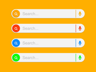 Obraz premium Search bar collection for UI UX design and web site templates isolated on orange background.