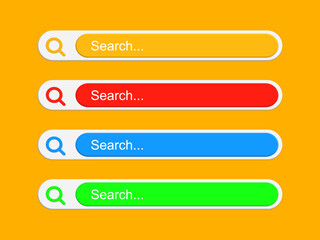 Search bar collection for UI UX design and web site templates isolated on orange background.