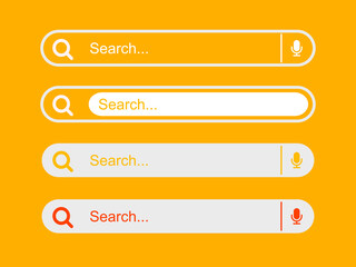 Fototapeta premium Search bar collection for UI UX design and web site templates isolated on orange background.